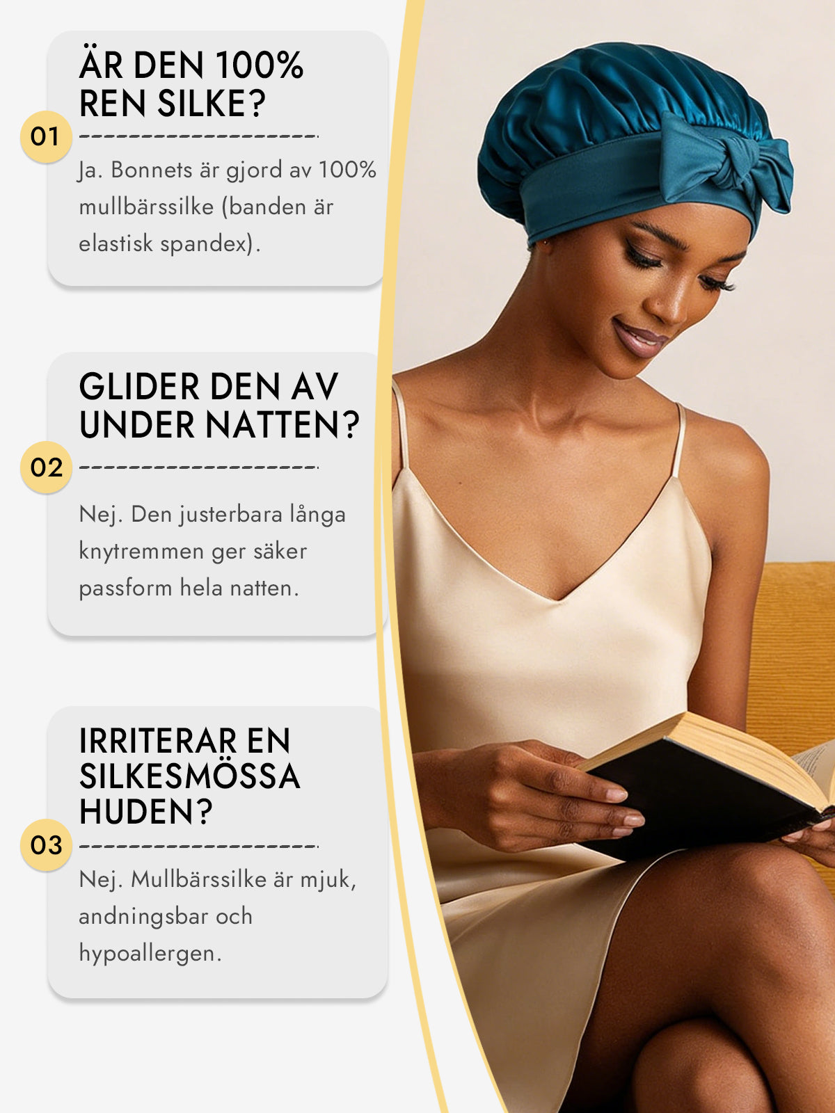 [Kungsblått] SilkSilky-SE Rent Silke Sleep Cap 006