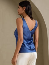 [Äkta Petrol] SilkSilky-SE Sleeveless V Neck Cami Toppar 002