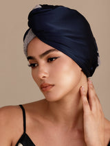 [Mörkblå] SilkSilky-SE Hårturban 003