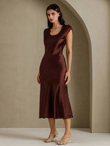 [Kaffe] SilkSilky-SE Cap Sleeve Klänning 006