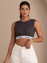 [Grå] SilkSilky-SE Sleeveless Crew Neck Cami Toppar 005