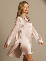 [Toscana] SilkSilky-SE Long Sleeve Lapel Collar Dam Sömnskjorta 005