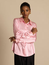 [Rosa Rand] SilkSilky-SE Long Sleeve Lapel Collar Damskjorta 005