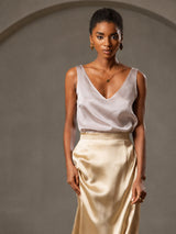 [Skugggrå] SilkSilky-SE Sleeveless V Neck Cami Toppar 001