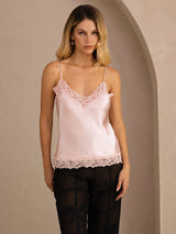 [Rosa] SilkSilky-SE Spaghetti Strap V Neck Cami Toppar 001