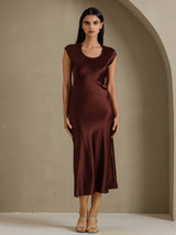 [Kaffe] SilkSilky-SE Cap Sleeve Klänning 001
