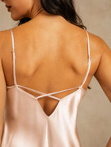 [Rosa] SilkSilky-SE Spaghetti Strap V Neck Nattlinne 005