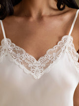 [Vit] SilkSilky-SE Spaghetti Strap V Neck Cami Toppar 004