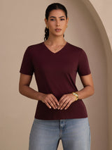 [Vin] SilkSilky-SE Short Sleeve V Neck Dam T-Shirt 004