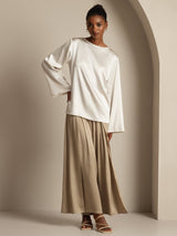 [Vit] SilkSilky-SE Long Sleeve Boat Neck Blus 006