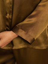 [Brun] SilkSilky-SE Long Sleeve Lapel Collar Dam Pyjama 008