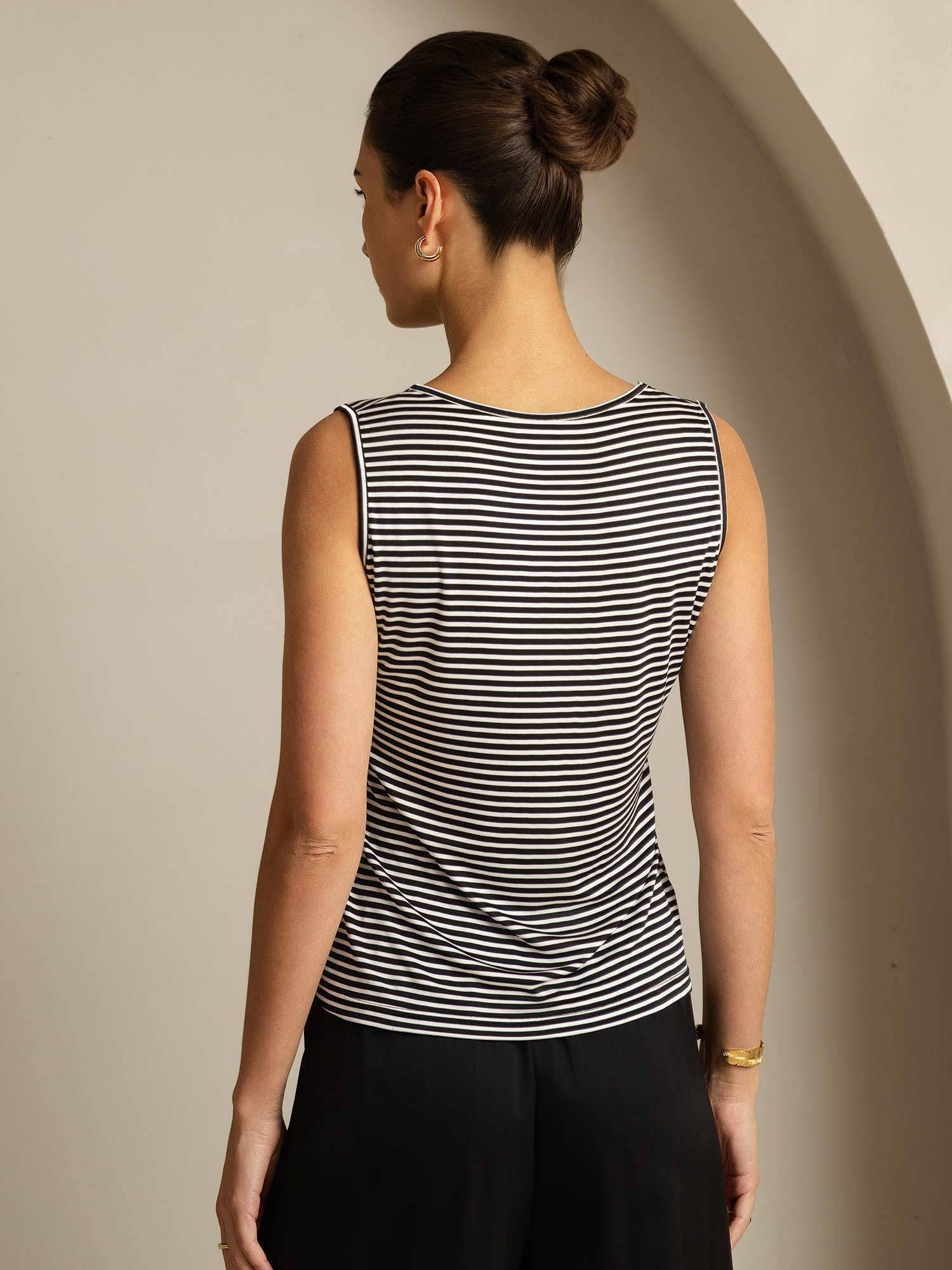 [Vit Rand] SilkSilky-SE Pure Silk Ärmlös Camisoles 002