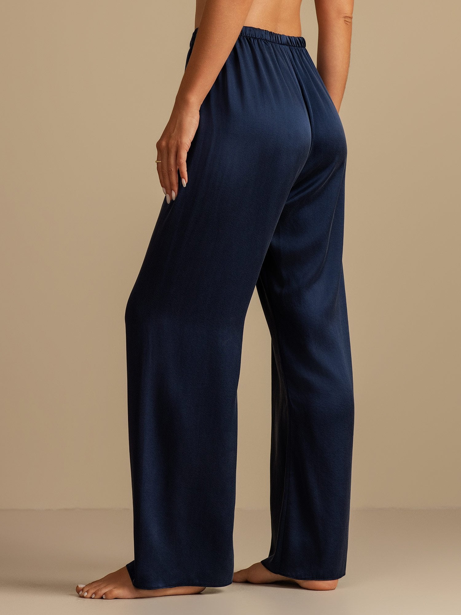 [Mörkblå] SilkSilky-SE 19Momme Silke Womens Sleep Bottoms 002,