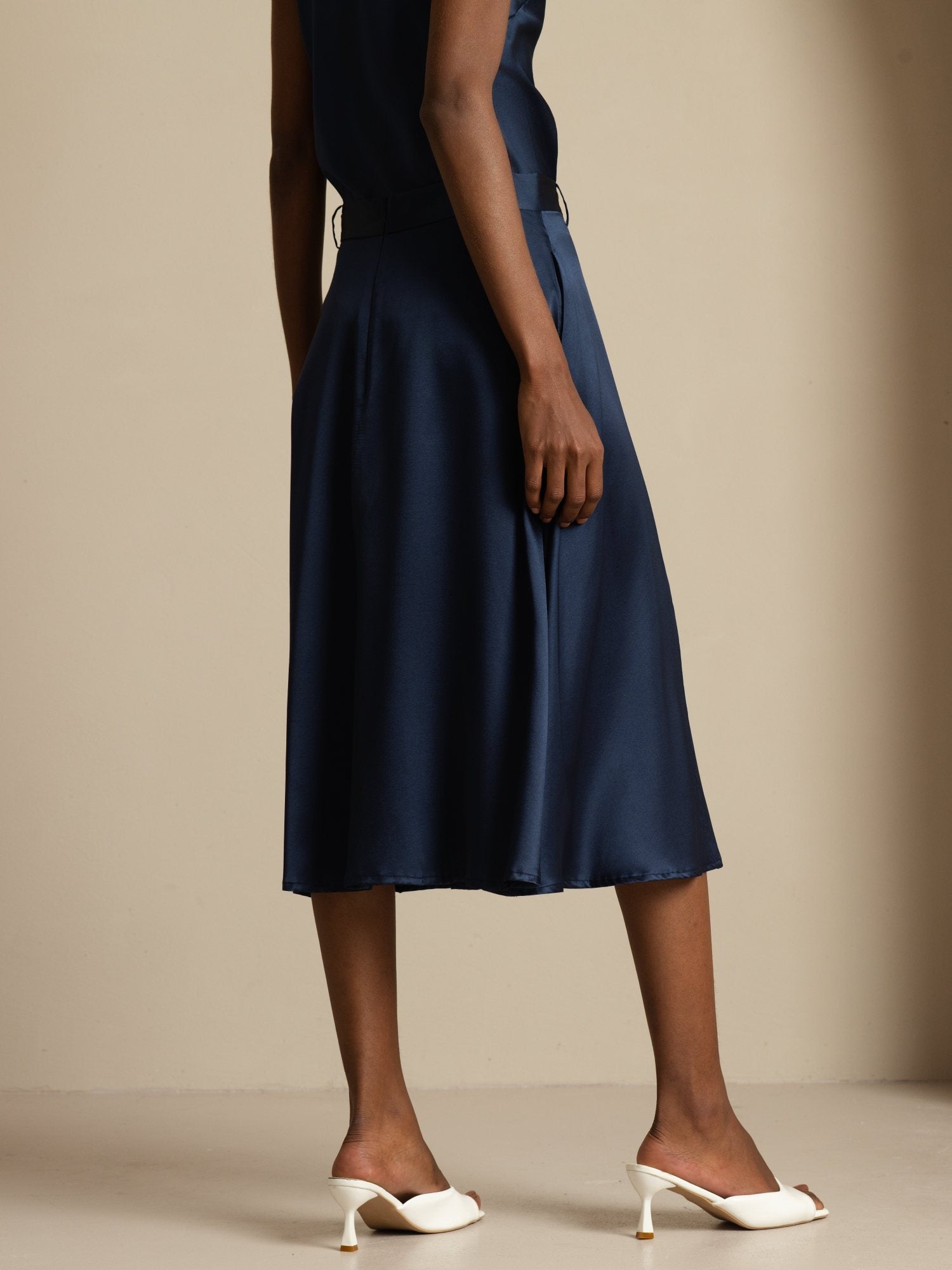 [Mörkblå] SilkSilky-SE 19Momme Silke Skirt 002