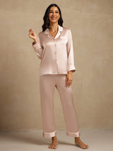 [Rosa] SilkSilky-SE Lång Ärm Notchkrage Dam Pyjama 003