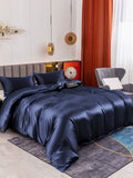 SilkSilky SE 19Momme Rent Silke Bedding Set Mörkblå 001