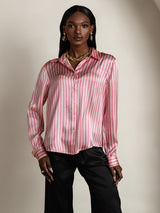 [Rosa Rand] SilkSilky-SE Long Sleeve Lapel Collar Damskjorta 004