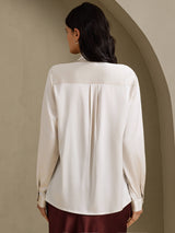 [Ljusgrå] SilkSilky-SE Long Sleeve Tie Neck Damblusar 002