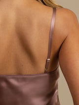 [Blek Mauve] SilkSilky-SE Spaghetti Strap V Neck Nattlinne 006