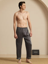 [Svart Ginkgo] SilkSilky-SE Men's Sleep Shorts 005