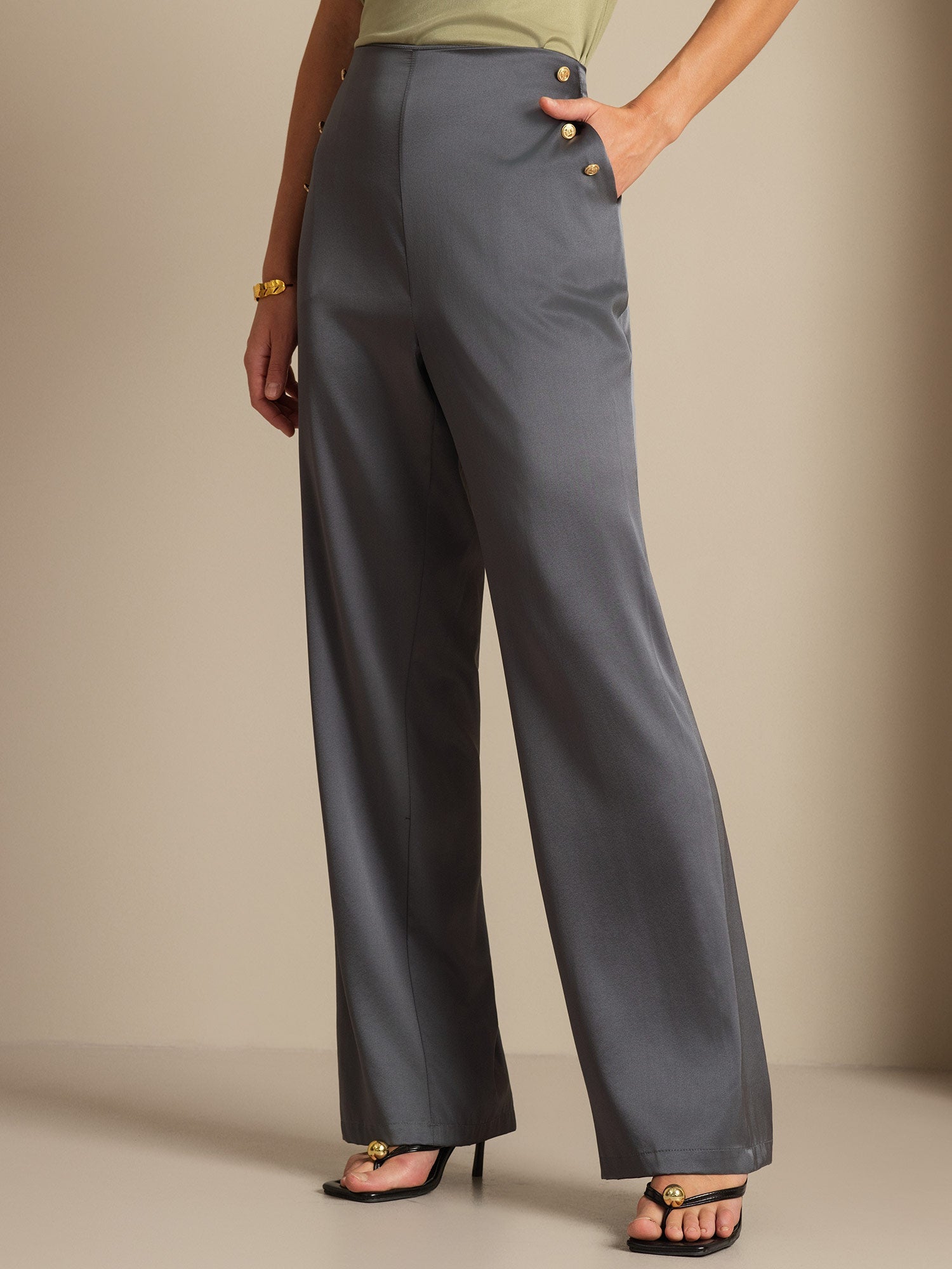 [Mörkgrå] SilkSilky-SE 19Momme Silke Womens Pants 001,