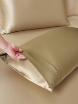 [Beige+Kaki] SilkSilky-SE 22Momme Rent Silke Bedding Set 005,