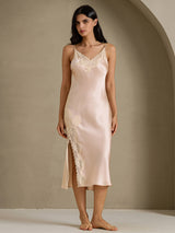[Ljusrosa] SilkSilky-SE Spaghetti Strap V Neck Nattlinne 008