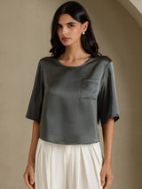 [Mörkgrå] SilkSilky-SE Half Sleeve Dam T-Shirt 003