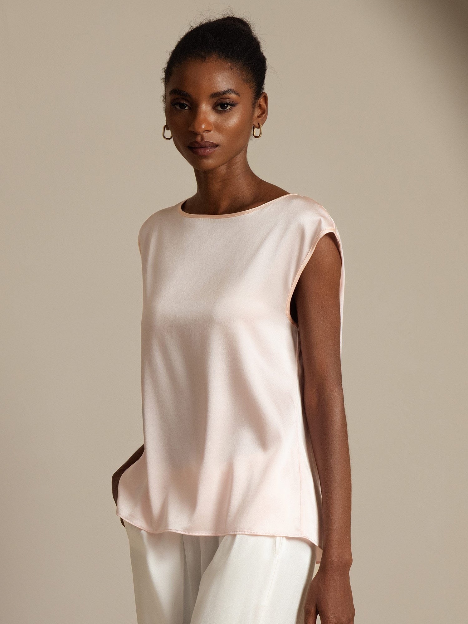 [Rosa] SilkSilky-SE 19Momme Silke Womens T-Shirt 003,