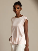 [Rosa] SilkSilky-SE Cap Sleeve Round Neck Dam T-Shirt 003