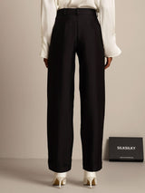 [Svart] SilkSilky-SE 32Momme Silk-Wool Blend Womens Pants 002