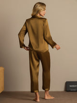 [Brun] SilkSilky-SE Long Sleeve Lapel Collar Dam Pyjama 002