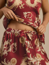[Vinröd Drake] SilkSilky-SE Spaghetti Strap V Neck Camisole Set 006