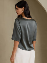 [Mörkgrå] SilkSilky-SE Half Sleeve Dam T-Shirt 002