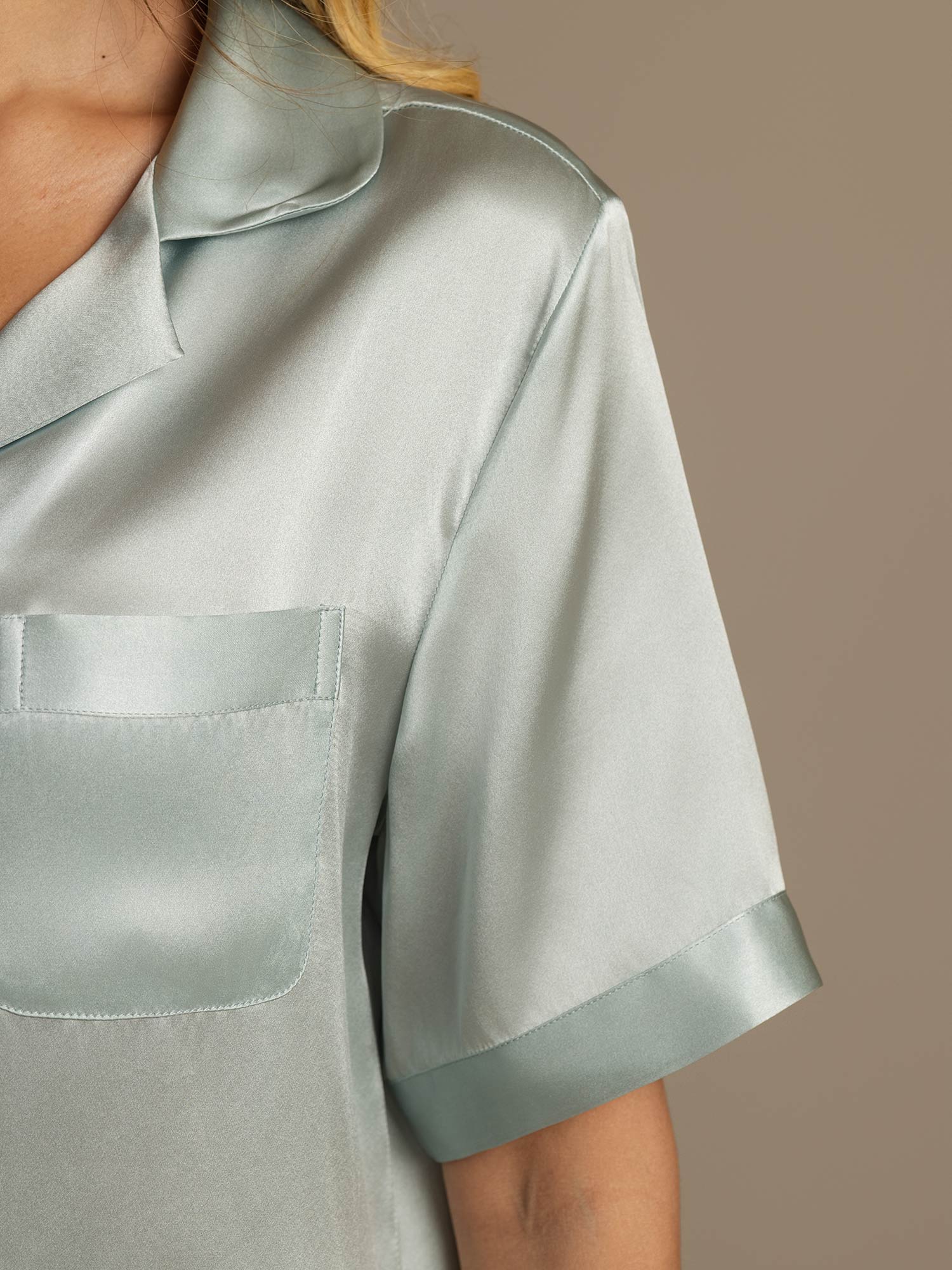 [Ljusblå] SilkSilky-SE Rent Silke Womens Pajamas 008,