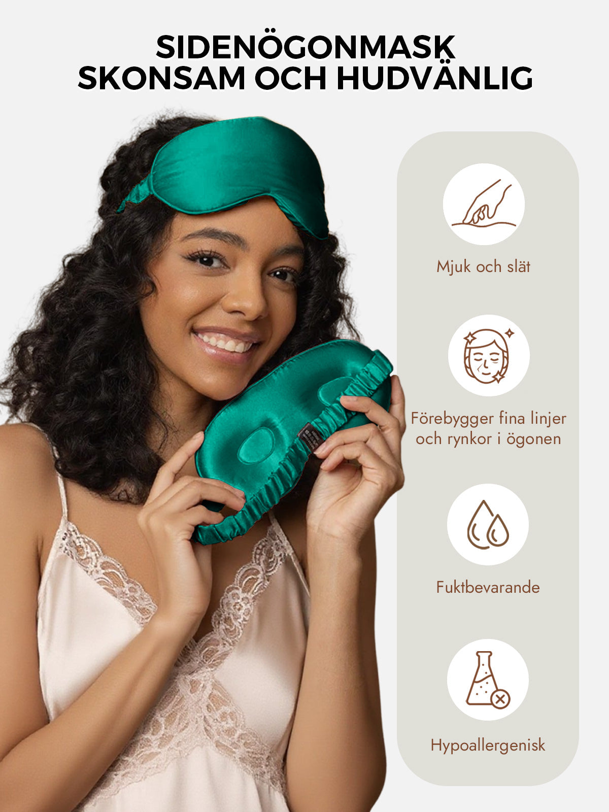 [Mörkgrön] SilkSilky-SE Rent Silke Eye Mask 003