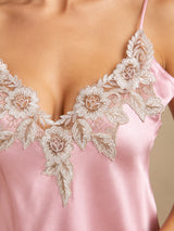[Ljusrosa] SilkSilky-SE Spaghetti Strap V Neck Nattlinne 004
