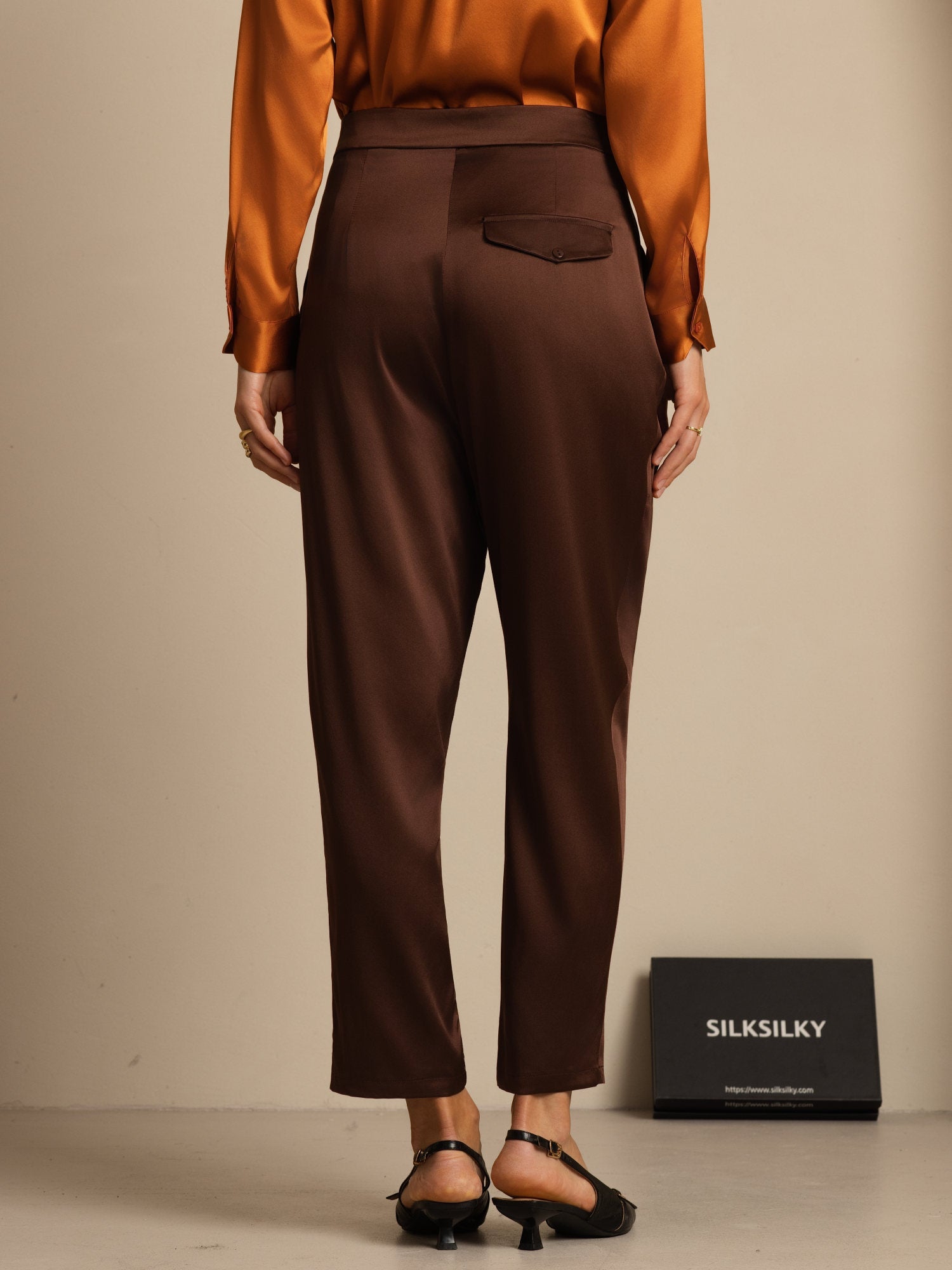 [Mörk Choklad] SilkSilky-SE 19Momme Silke Womens Pants 002