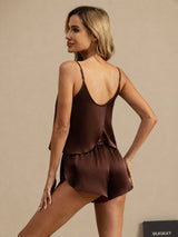 [Brun] SilkSilky-SE Spaghetti Strap Camisole Set 002