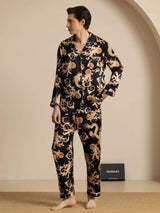 [Svart Drake] SilkSilky-SE Long Sleeve Notchkrage Herr Pyjama 006