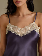 [Lila Grå] SilkSilky-SE Spaghetti Strap V Neck Nattlinne 004