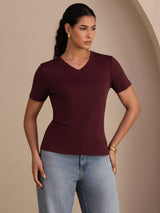 [Vin] SilkSilky-SE Short Sleeve V Neck Dam T-Shirt 001