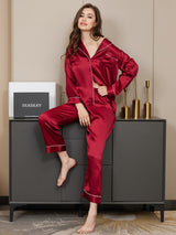 [Mörkröd] SilkSilky-SE Long Sleeve Lapel Collar Dam Pyjama 002