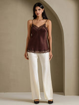 [Brun] SilkSilky-SE Spaghetti Strap V Neck Cami Toppar 008