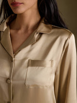 [Champagneguld] SilkSilky-SE Long Sleeve Lapel Collar Dam Pyjama 004