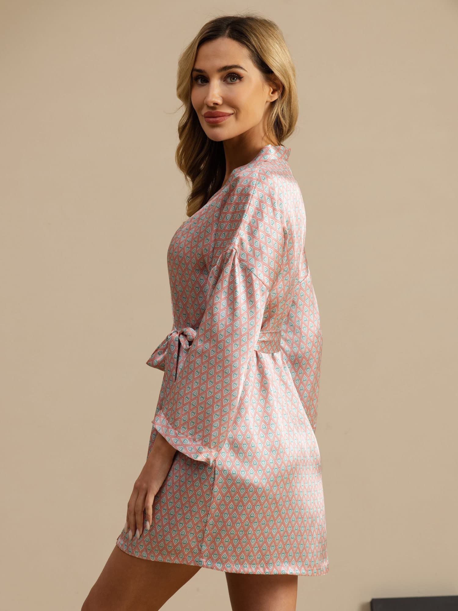 [Rosa Hjärta Geo] SilkSilky-SE Lång Ärm Dam Morgonrock 004