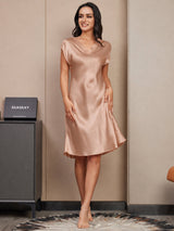 [Toscana] SilkSilky-SE Cap Sleeve V Neck Klänning 003