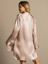 [Toscana] SilkSilky-SE Long Sleeve Lapel Collar Dam Sömnskjorta 002