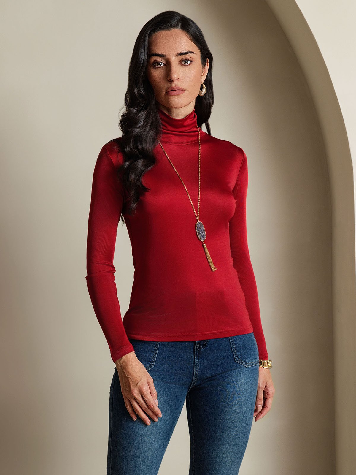 [Vin] SilkSilky-SE Lång Ärm Polotröja Dam T-Shirt 003