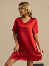 [Vin] SilkSilky-SE Half Sleeve V Neck Nattlinne 003